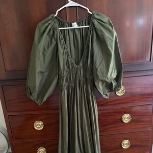 Matteau Shirred Olive dress